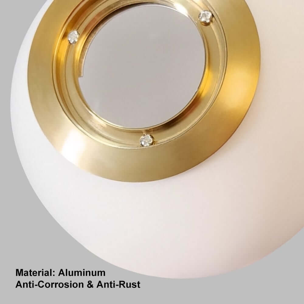 Modern Gold & White Glass Globe Pendant Light