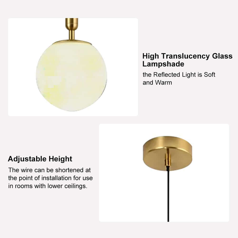 Modern Gold & White Glass Globe Pendant Light