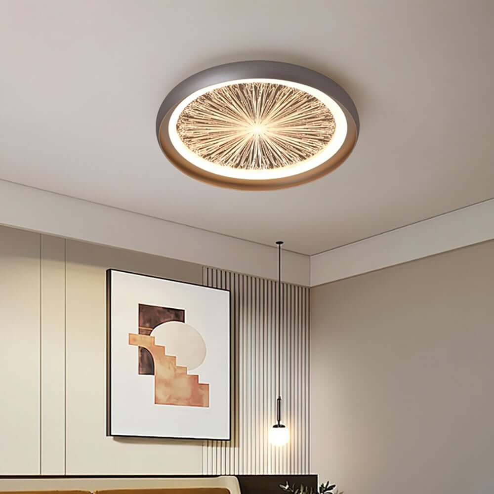 Modern Gray Dome LED Ceiling Light with Remote Control and Aluminum Shade