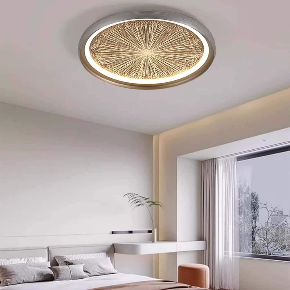 Modern Gray Dome LED Ceiling Light with Remote Control and Aluminum Shade