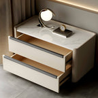 Modern Green Drawer Storage Nightstand with Stone Top