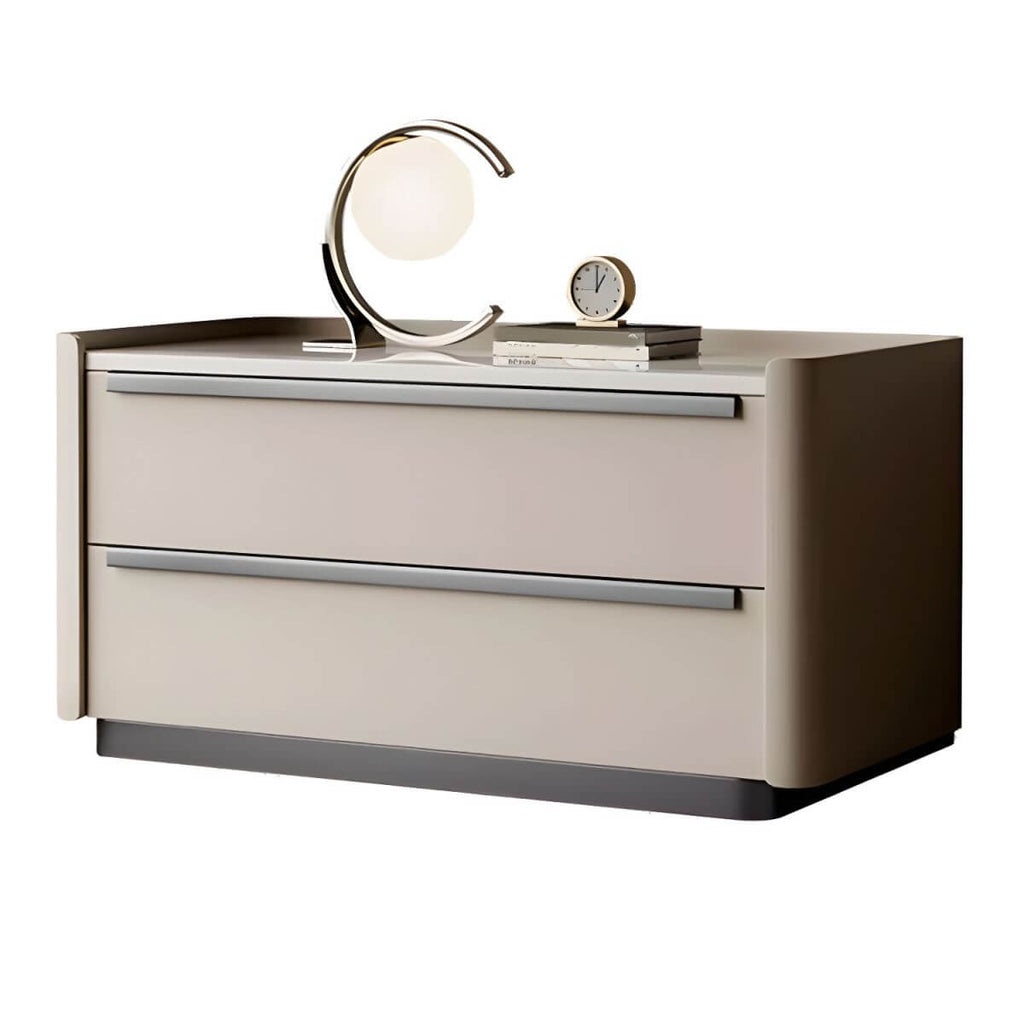 Modern Green Drawer Storage Nightstand with Stone Top