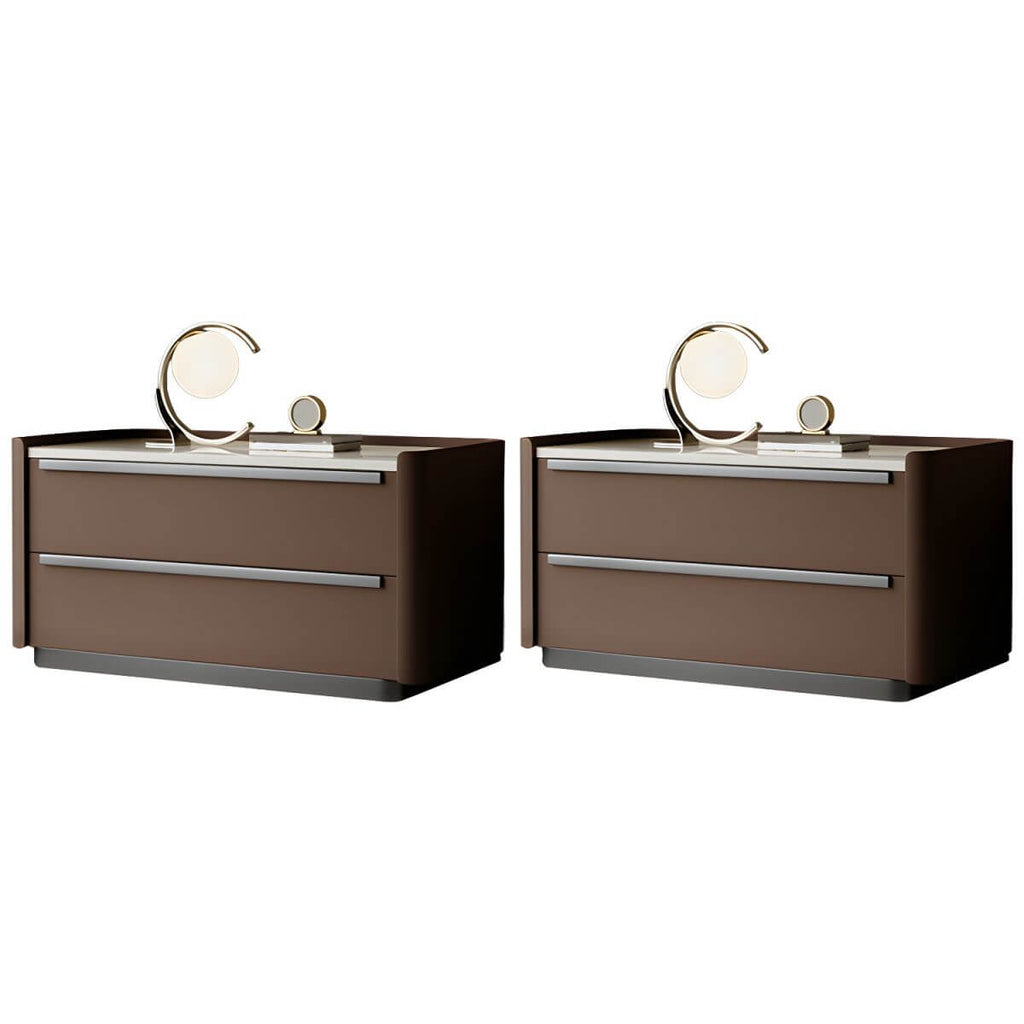 Modern Green Drawer Storage Nightstand with Stone Top