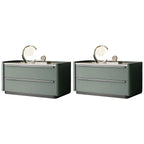 Modern Green Drawer Storage Nightstand with Stone Top