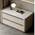 Modern Green Drawer Storage Nightstand with Stone Top