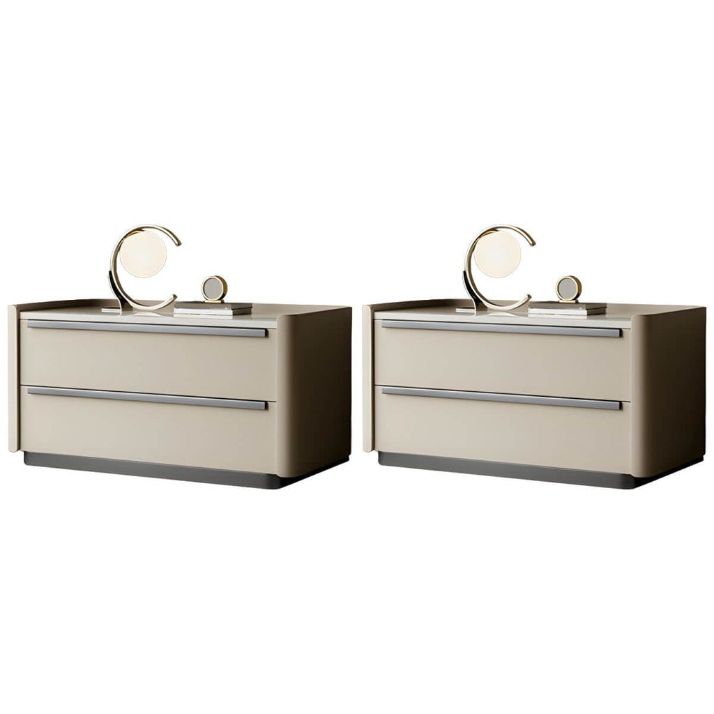 Modern Green Drawer Storage Nightstand with Stone Top