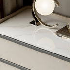 Modern Green Drawer Storage Nightstand with Stone Top