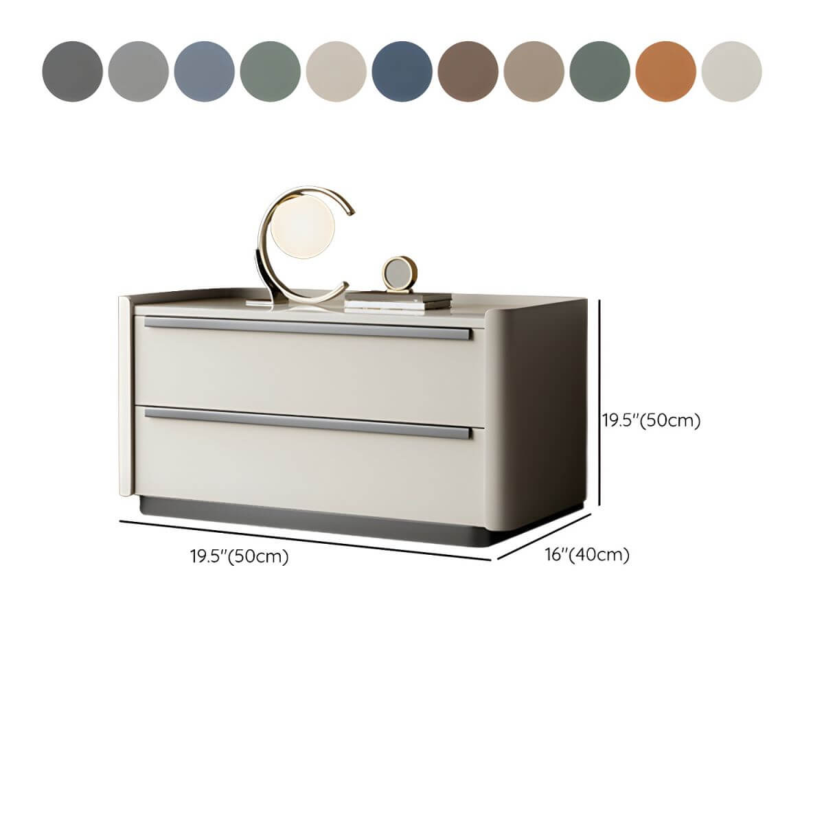 Modern Green Drawer Storage Nightstand with Stone Top Dimensions
