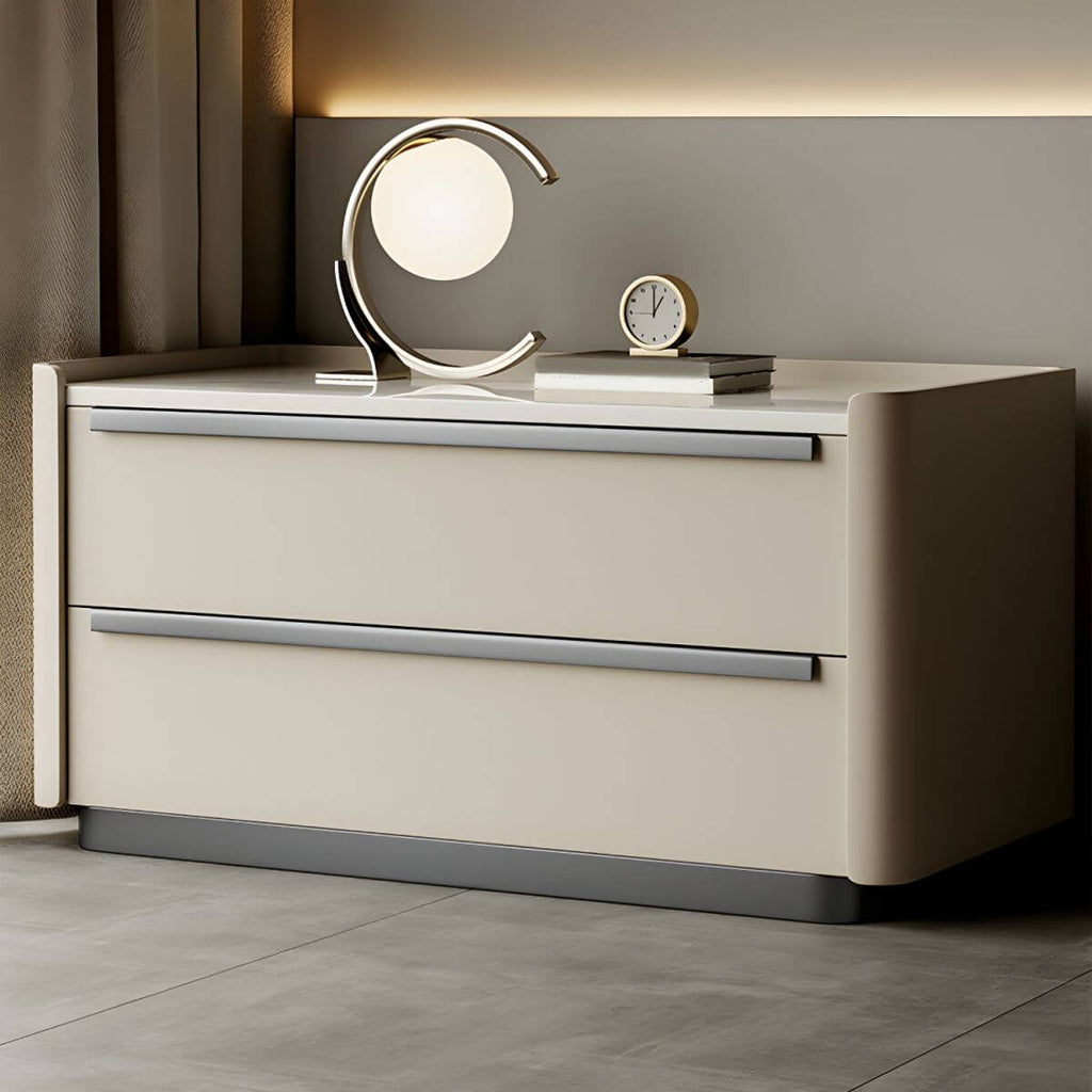 Modern Green Drawer Storage Nightstand with Stone Top Main Product Image