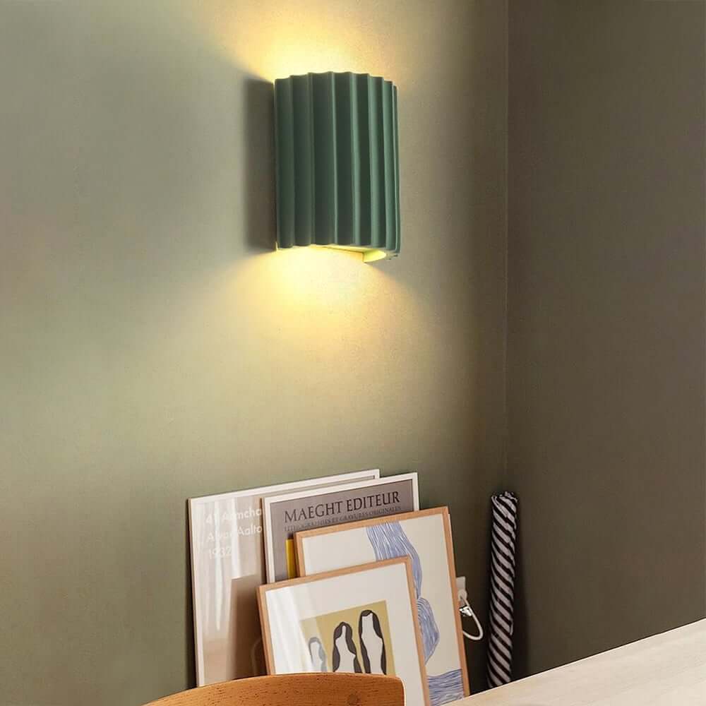 Modern Green Resin Half-Circle Wall Sconce with Up & Down Lighting