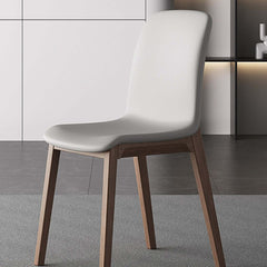 Minimalist Grey Dining Chair in Durable Leather with Ergonomic Backrest