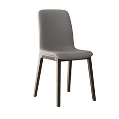 Sturdy and Stylish Grey Leather Dining Chair with Whitewashed Wood Support