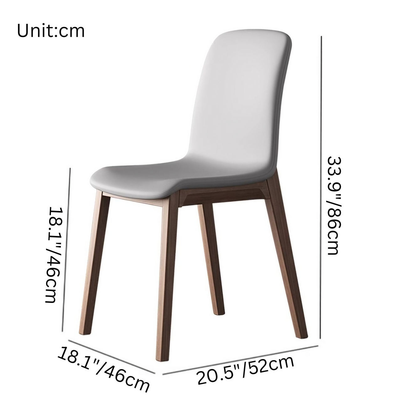 Modern Grey Durable Leather Fan-Back Dining Chair - Single Minimalist Chair