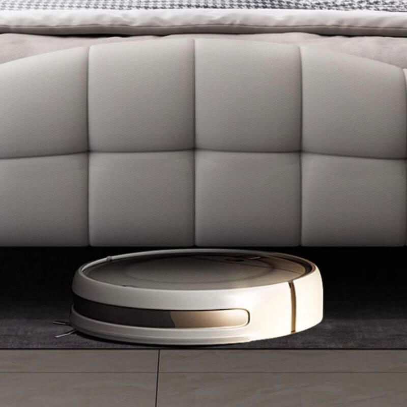 Modern Grey Elevated Storage Panel Bed with Genuine Leather Upholstery