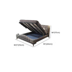Modern Grey Elevated Storage Panel Bed with Genuine Leather Upholstery Dimensions