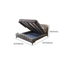 Modern Grey Elevated Storage Panel Bed with Genuine Leather Upholstery Dimensions