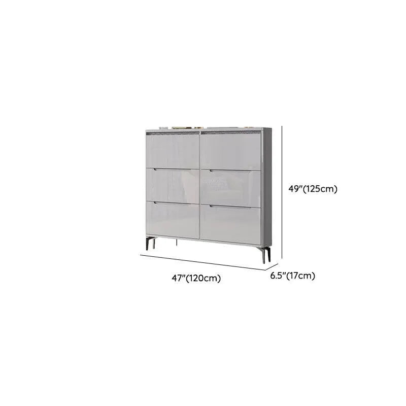 Modern Grey Engineered Wood 3-Tier Shoe Cabinet with Push-Open Doors Dimensions