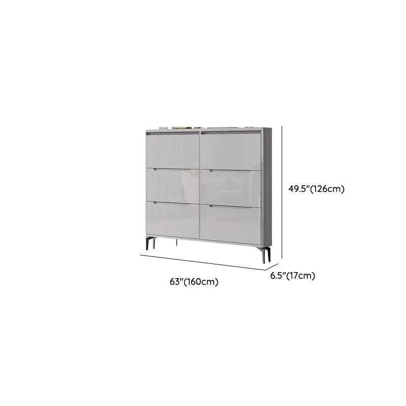Modern Grey Engineered Wood 3-Tier Shoe Cabinet with Push-Open Doors Dimensions