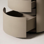 Modern Grey Faux Leather Nightstand With Drawers