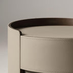 Modern Grey Faux Leather Nightstand With Drawers