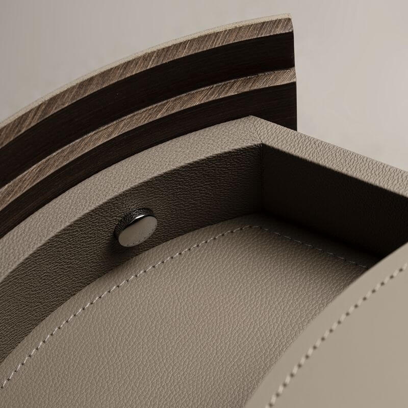 Modern Grey Faux Leather Nightstand With Drawers