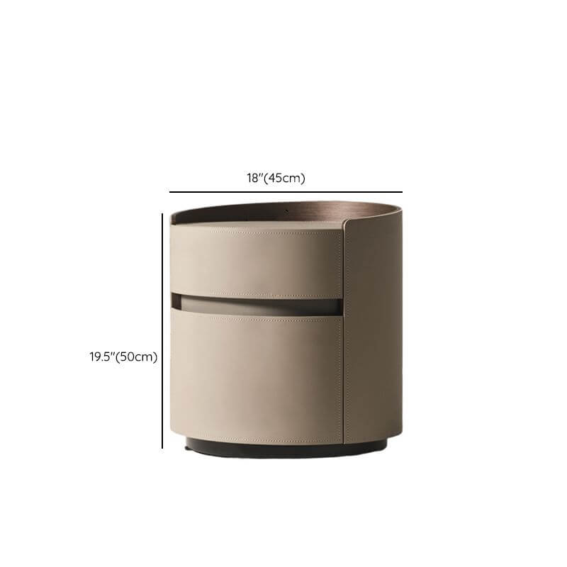 Modern Grey Faux Leather Nightstand With Drawers Dimensions