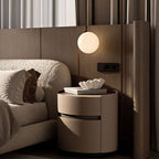 Modern Grey Faux Leather Nightstand With Drawers Main Product Image