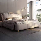 Modern Grey Panel Bed with High Headboard and Fixed Height Main Product Image