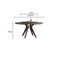 Round gray dining table with built-in rotating Lazy Susan, perfect for family meals