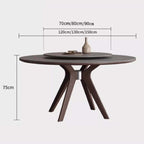 Grey round sintered stone dining table with rotating lazy Susan and simplistic design dimensions