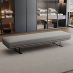 Modern Grey Upholstered Bench with Low Profile Design and Soft Cushioning