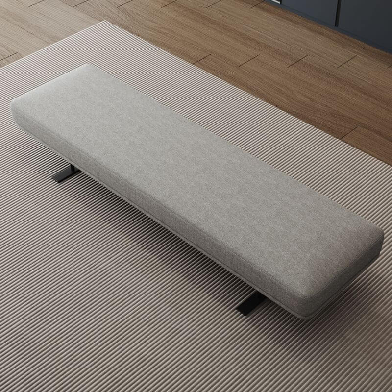 Modern Grey Upholstered Bench with Low Profile Design and Soft Cushioning