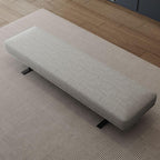 Modern Grey Upholstered Bench with Low Profile Design and Soft Cushioning