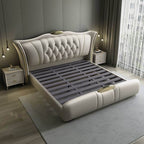 Modern Grey Wingback Bed with Elegant Design and Comfort
