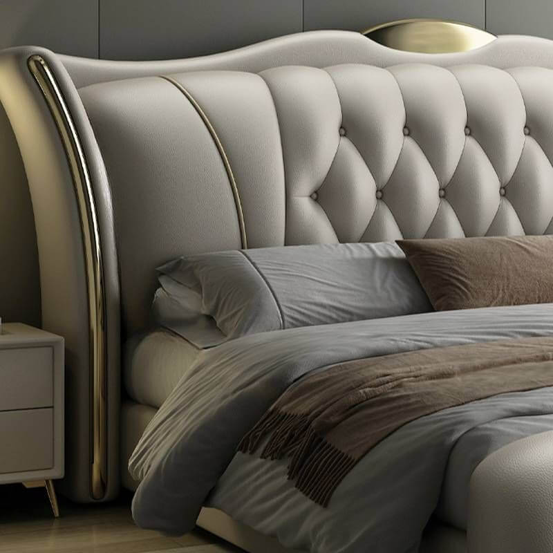 Modern Grey Wingback Bed with Elegant Design and Comfort Secondary image