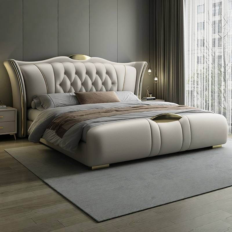 Modern Grey Wingback Bed with Elegant Design and Comfort Main Product Image Main image