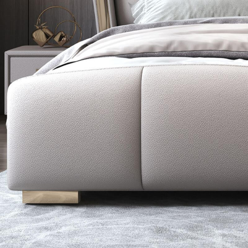 Modern Grey Wingback Bed with Under-Bed Storage