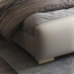 Modern Grey Wingback Bed with Under-Bed Storage