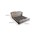 Modern Grey Wingback Bed with Under-Bed Storage Dimensions