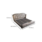 Modern Grey Wingback Bed with Under-Bed Storage Dimensions