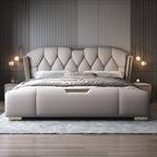 Modern Grey Wingback Bed with Under-Bed Storage Main Product Image