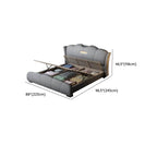 Modern Grey Wood Panel Bed With Genuine Leather Upholstery Dimensions