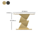 Modern Half-Moon Stone Console Table with Abstract Metal Base Dimensions