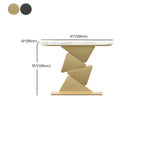 Modern Half-Moon Stone Console Table with Abstract Metal Base Dimensions