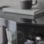 Modern Half-Round Lucite Console Table with Cabinet and Three Legs