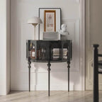 Modern Half-Round Lucite Console Table with Cabinet and Three Legs