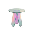 Modern Iridescent Acrylic Side Table with Geometric Legs