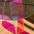 Modern Iridescent Acrylic Side Table with Geometric Legs