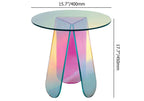 Modern Iridescent Acrylic Side Table with Geometric Legs