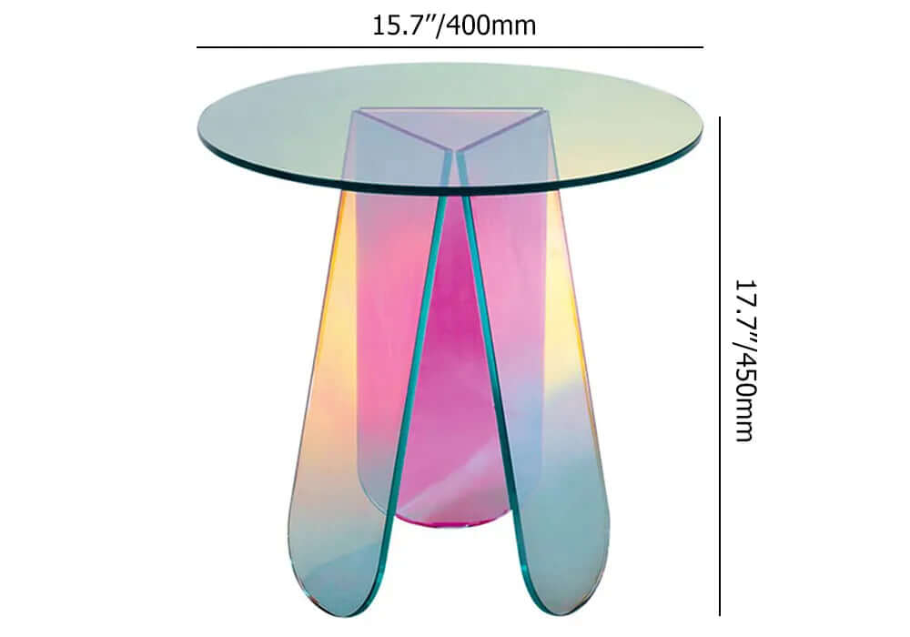 Modern Iridescent Acrylic Side Table with Geometric Legs